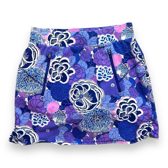 T by Talbots Womens Purple Watercolor Floral Skort/Skirt Golf/Tennis/Pickleball - Picture 1 of 12